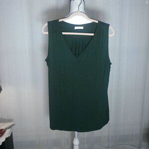 ESENCHEL Short Sleeve V-Neck Forest Green Top 2XL